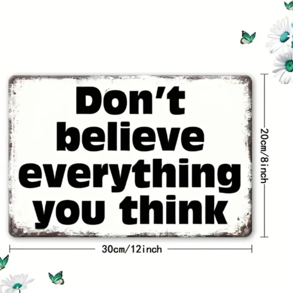Inspirational Black and White Metal Wall Sign